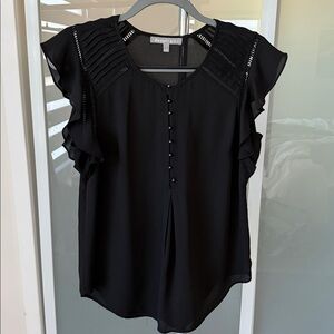 Daniel Rainn Black Sheer Ruffle Blouse – Size Small